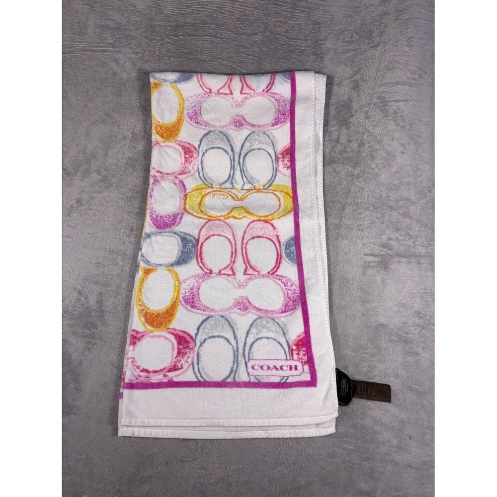 Coach Beach Towel 66 in X 32 Multicolor 2000s yellow blue and purple tones